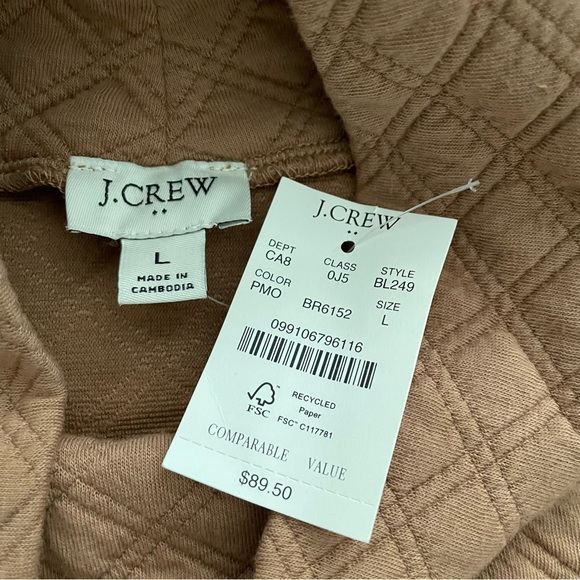 J. Crew Quilted Mockneck Pullover BL249 sz L - Picture 2 of 6